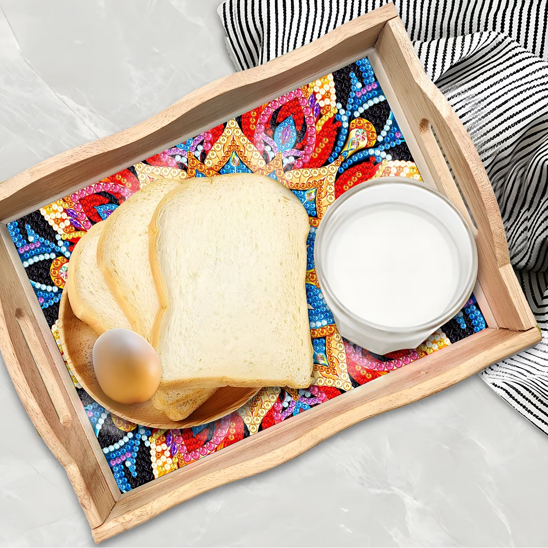 Diamond Painting Nesting Food Trays with Handle Coffee Table Tray(30*20cm)