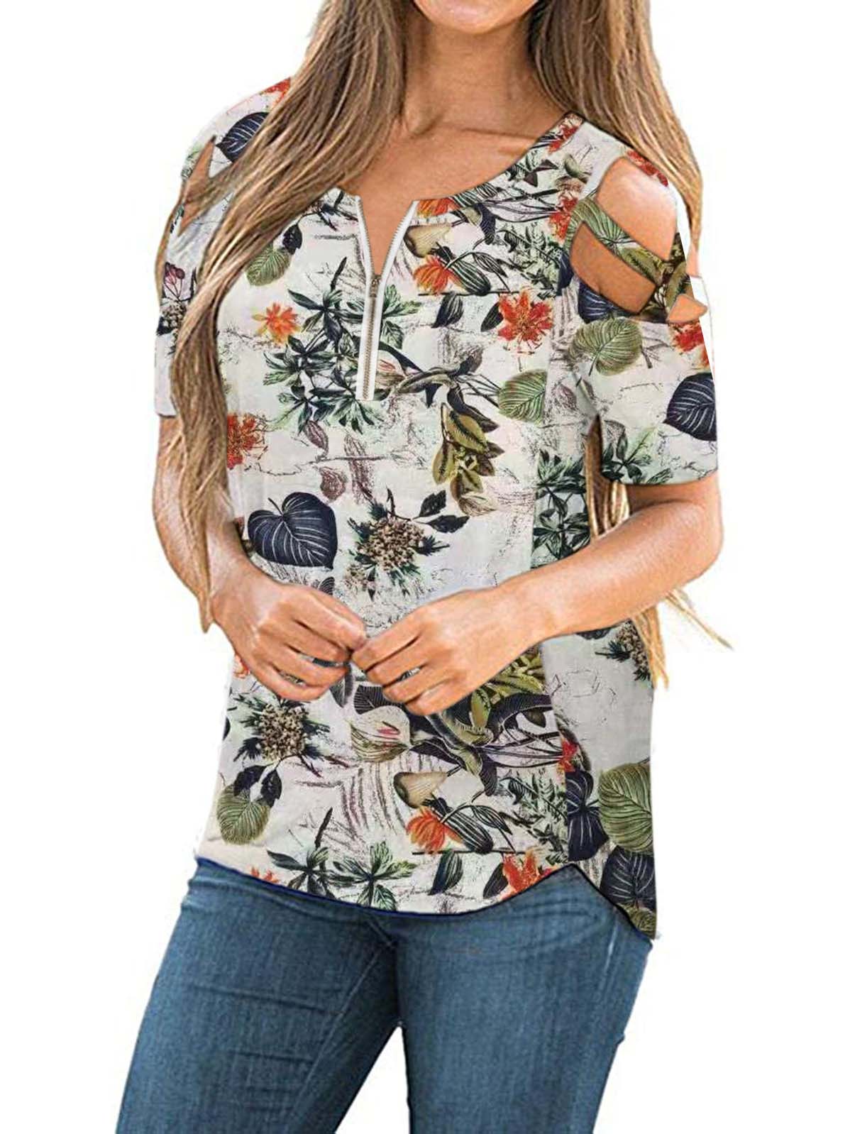 Women Long Sleeve V-neck Graphic Floral Printed Top