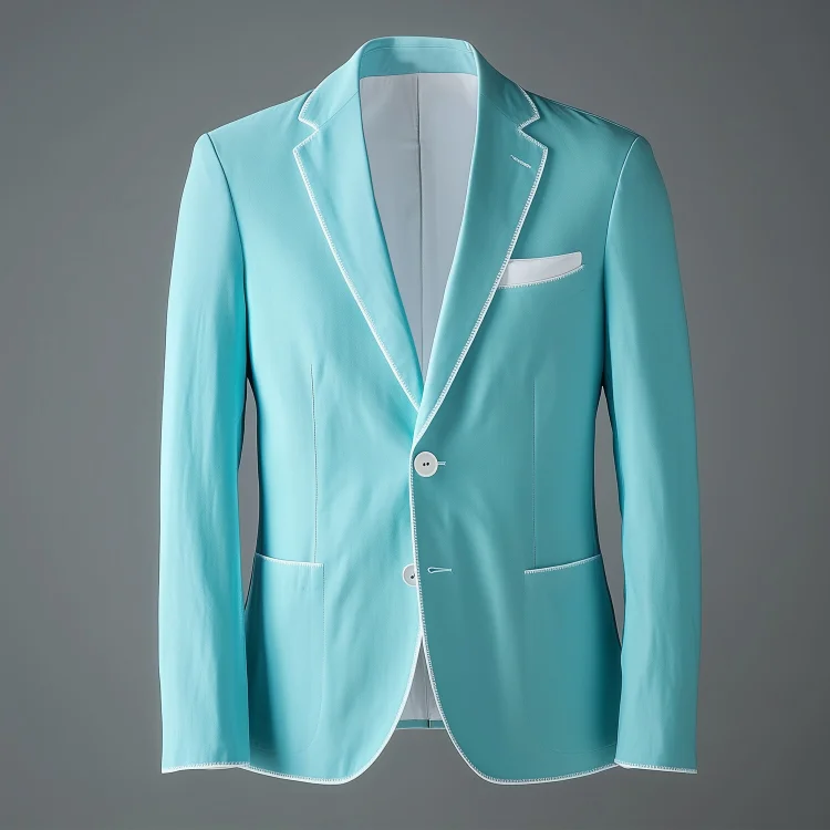 Okaywear Notched Lapel Two Button Chest Pocket Contrast Stitch Blazer 