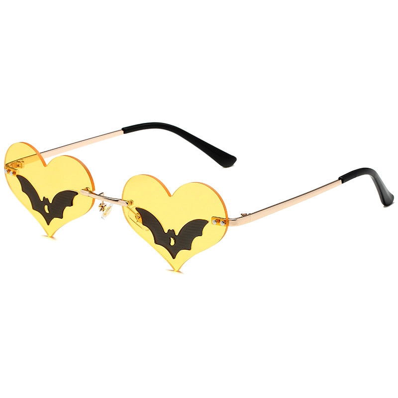 Streetwear Heart Shape Bat Pc Special-Shaped Mirror Frameless Glasses