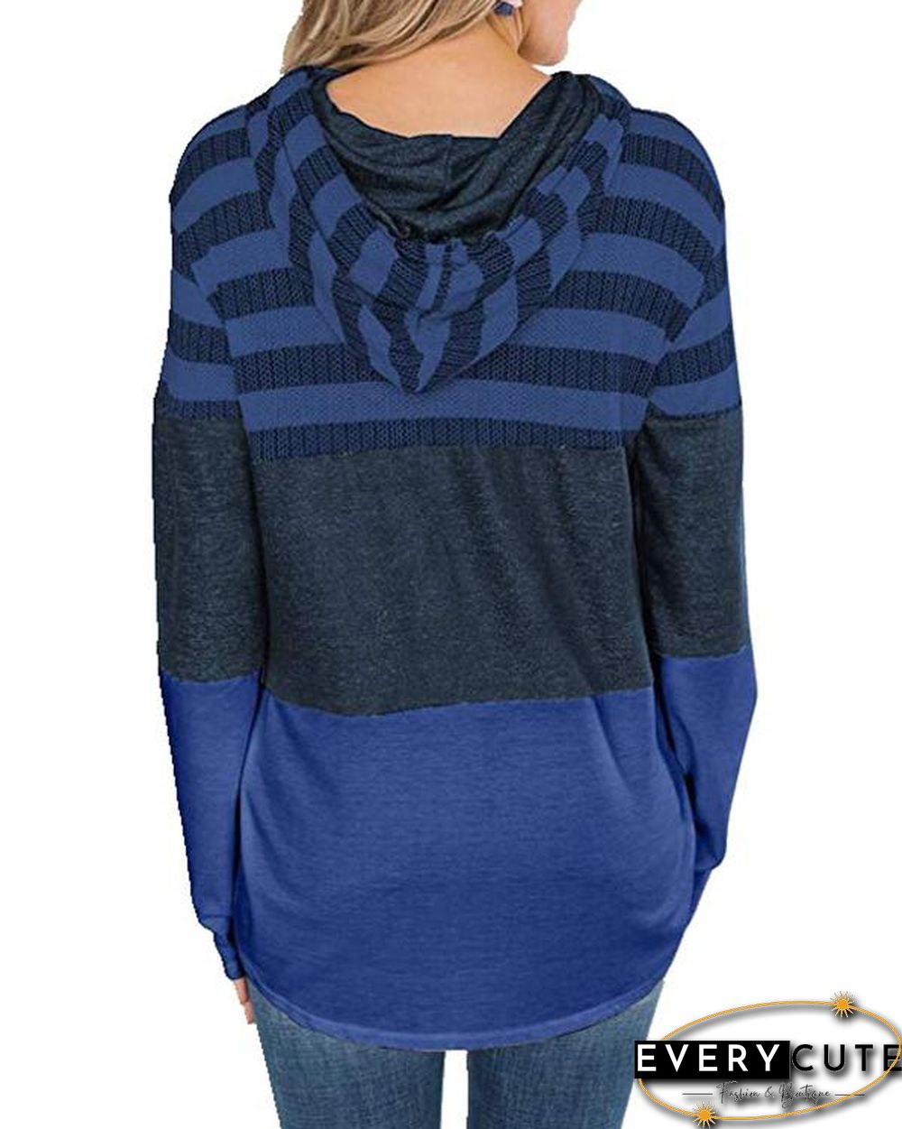 Color Block Splicing Drawstring Hoodies