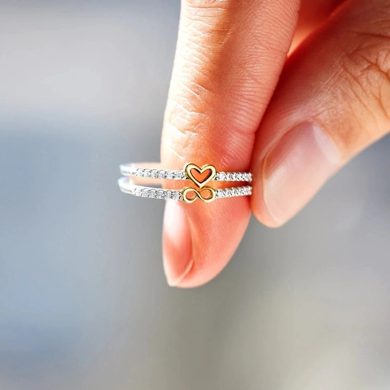 Sterling Silver Zircon Infinity Heart Shape Rings