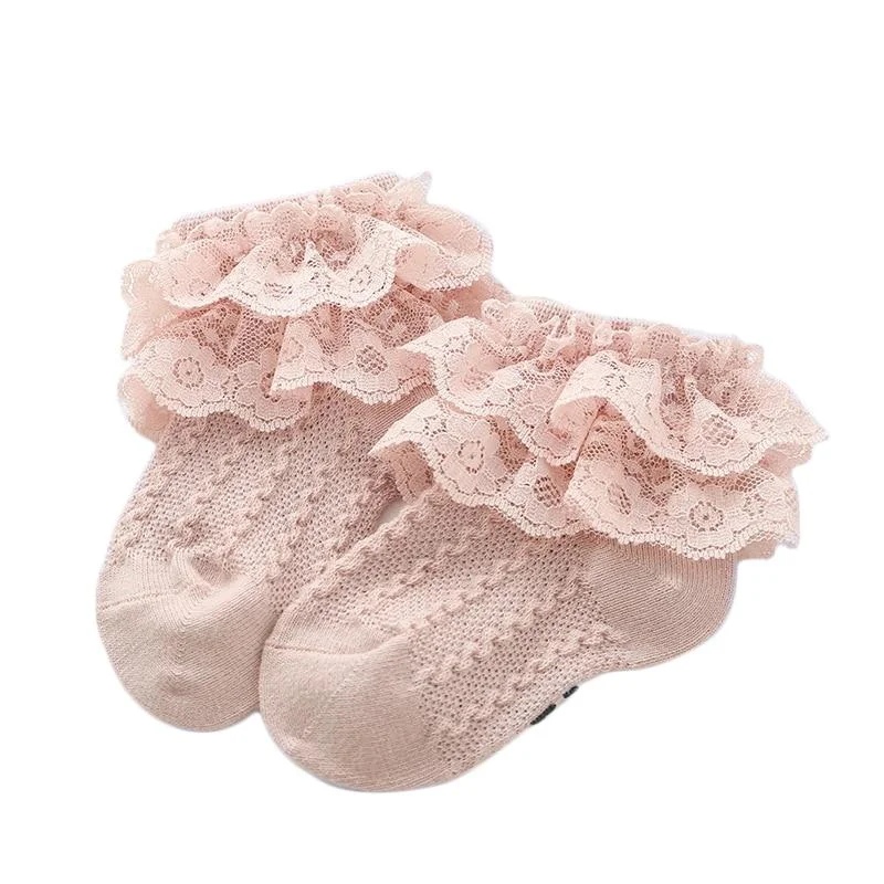 Baby Girl Socks Breathable Cotton Lace Ruffle Princess Mesh Socks Children Ankle Short Sock White Pink Yellow Girls Kids Toddler