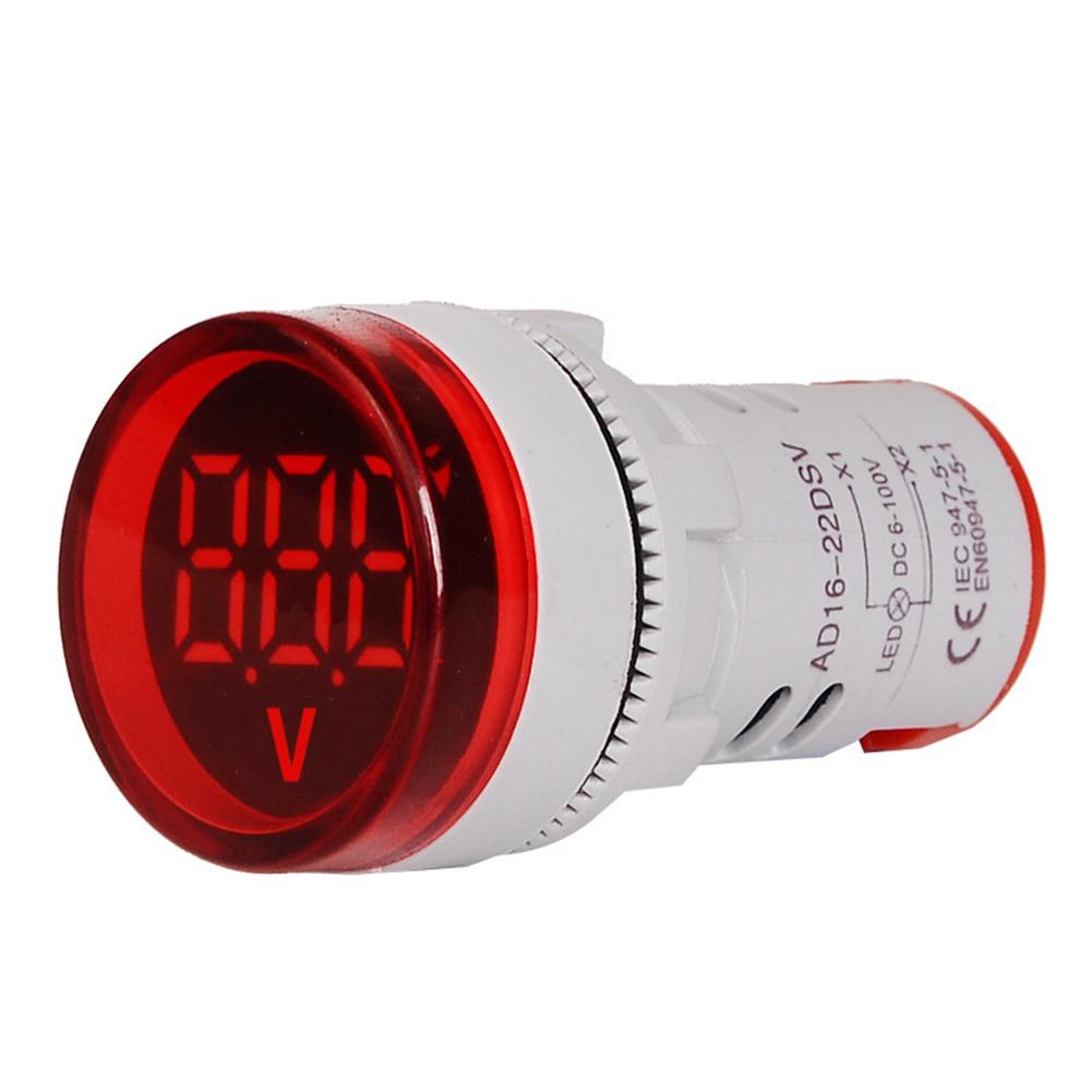 

6-100V DC Digital Display Voltmeter Indicator LED Lamp Round Signal Light, Green, 501 Original