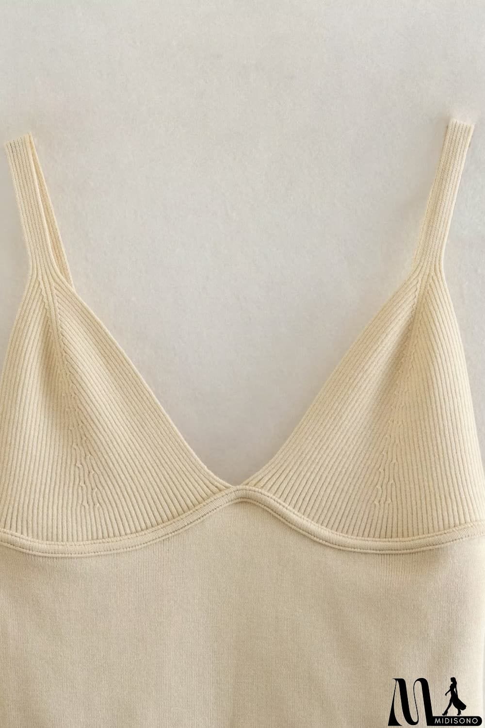 MidiSono - Ribbed V-Neck Cami and Skirt Set