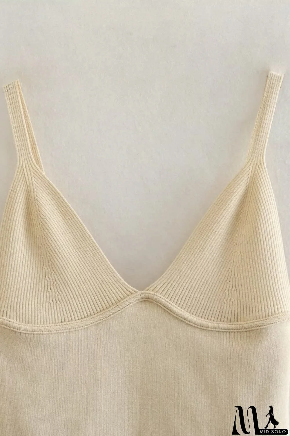 MidiSono - Ribbed V-Neck Cami and Skirt Set