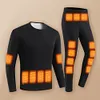 30 Areas USB Electric Heated Underwear Long Johns Heating Jacket (Black XL)