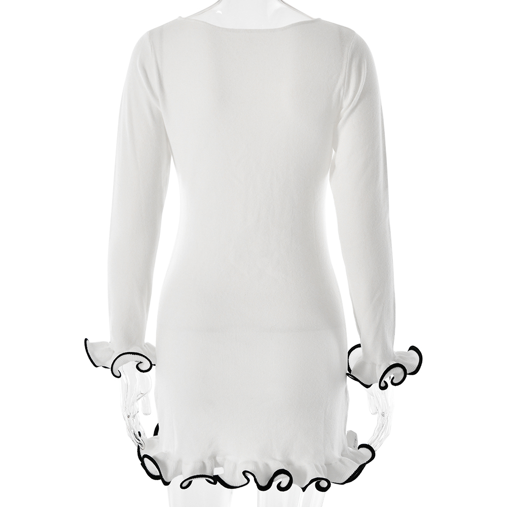 Ootddress Fashion Knitted Sweater Long Sleeve Elastic Tight Dress Women Bodycon Skirt Female Autumn/Winter New Street Clothing