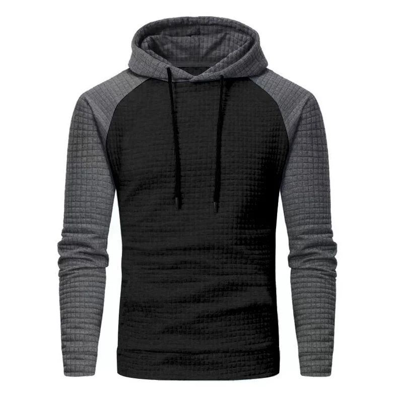 Men's Small Checked Hoodie Sweatshirt Color Block Hoodie