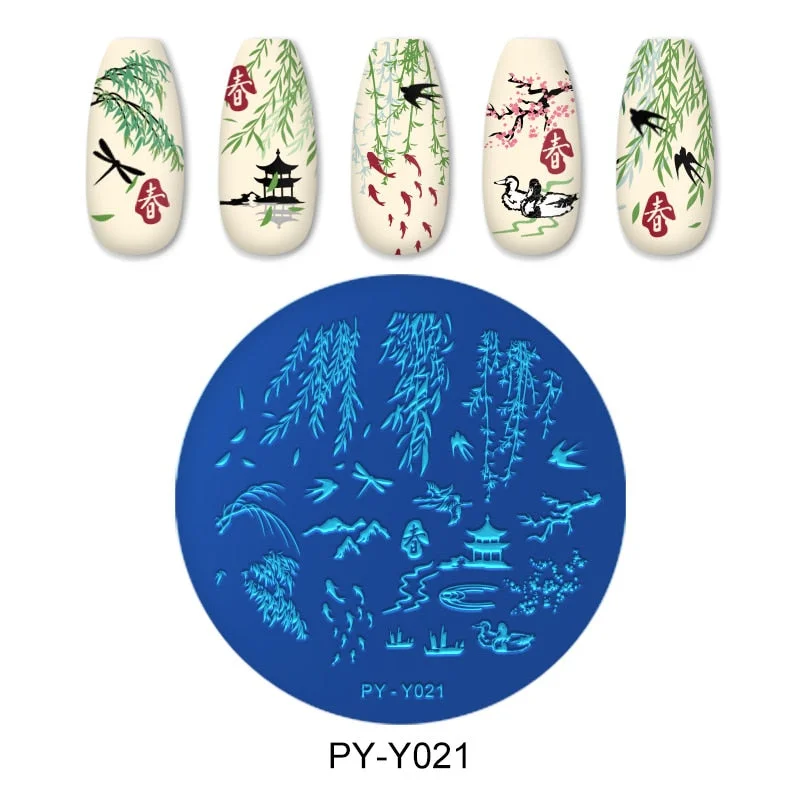 PICT YOU Spring Series Nail Stamping Plates Stencil Stainless Steel Tools Nail Art Stamp Template Design Printing Tools-Nail Inspo