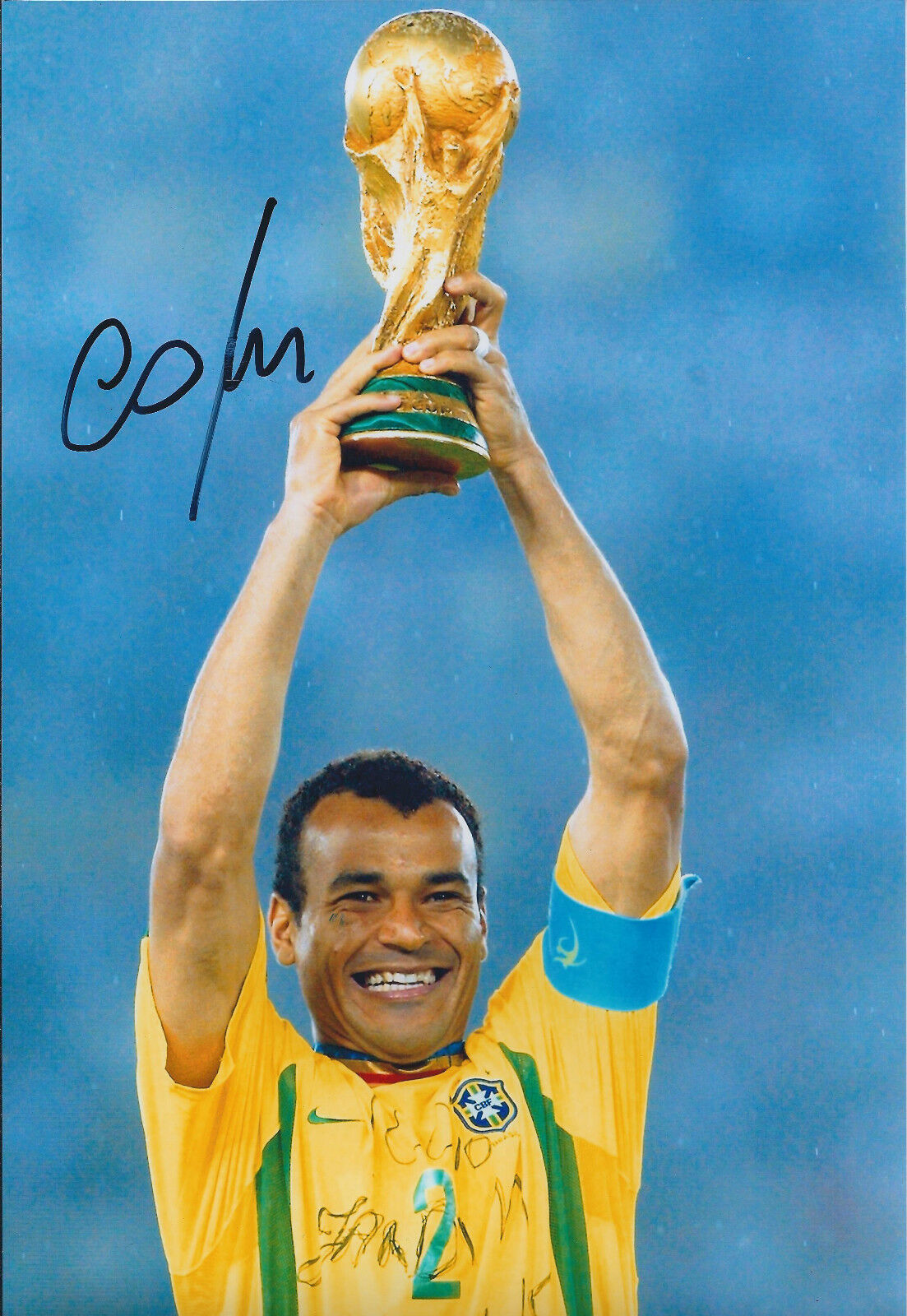 CAFU SIGNED Autograph 12x8 Photo Poster painting AFTAL COA BRAZIL World Cup Captain Authentic