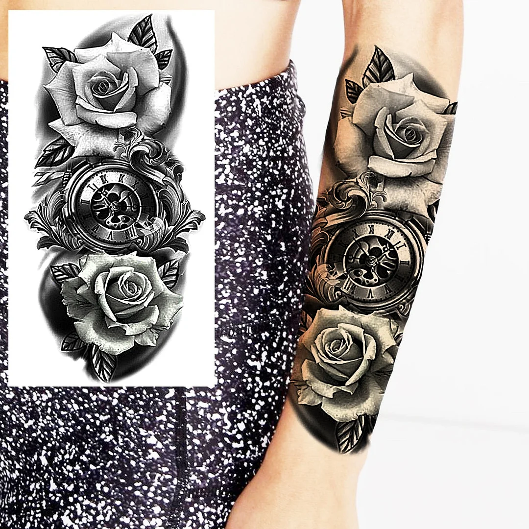 Praying Lion Cross Temporary Tattoos For Men Women Clown Wolf Tiger Flower Compass Fake Tattoo Sticker Forearm Waterproof Tatoos