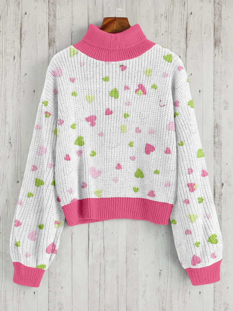 Valentines Day Little Heart Pattern Cozy Sweater