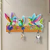 (US Local)DIY Diamond Painting Bird Wooden Hook Rail with 3 Hooks Punch Free Crafts Decor Kit