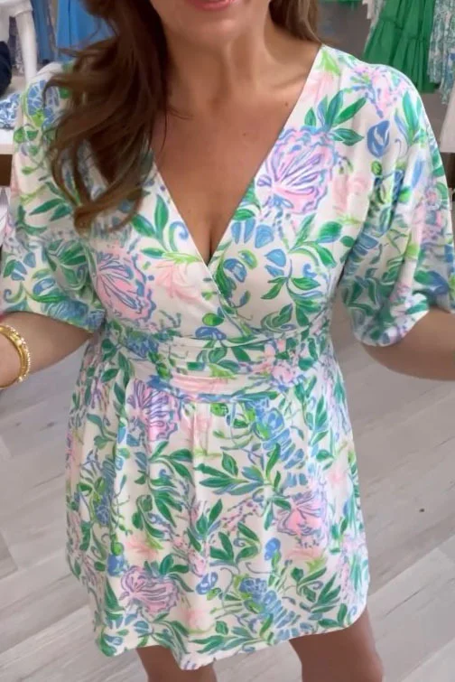 Floral V-Neck Skirted Romper