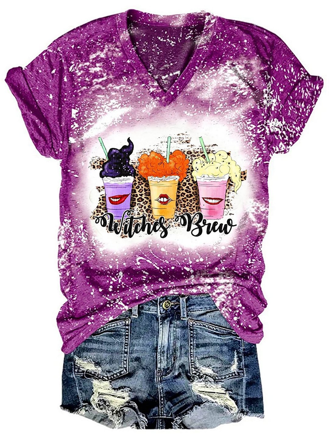 Sanderson Sisters V-Neck Tie Dye Shirt