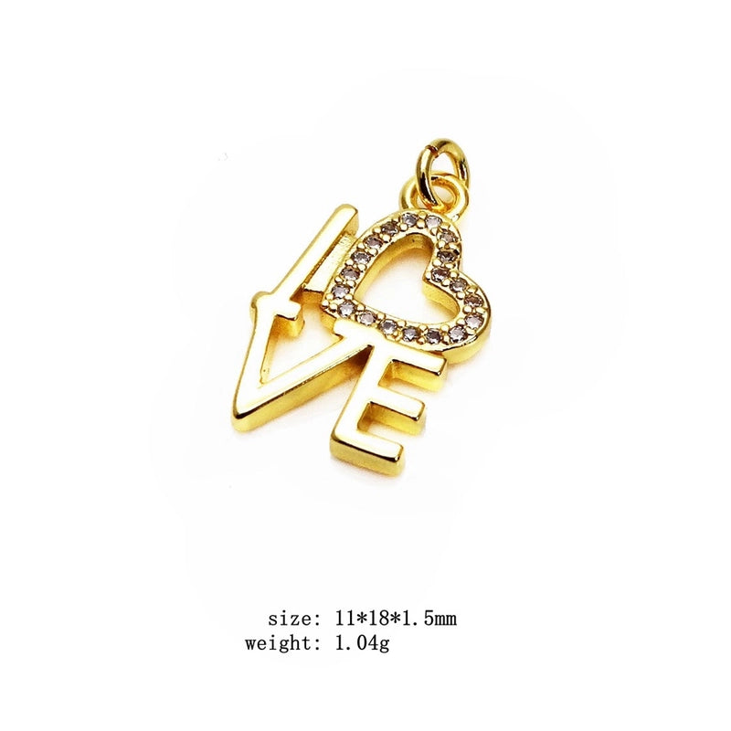 1 Piece Copper Zircon Heart Shape Pendant