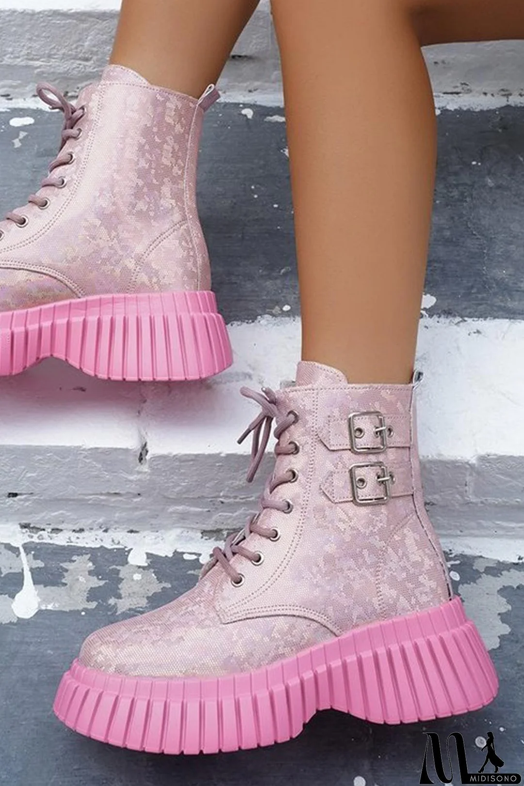 MidiSono - Glossy Platform Martin Boots