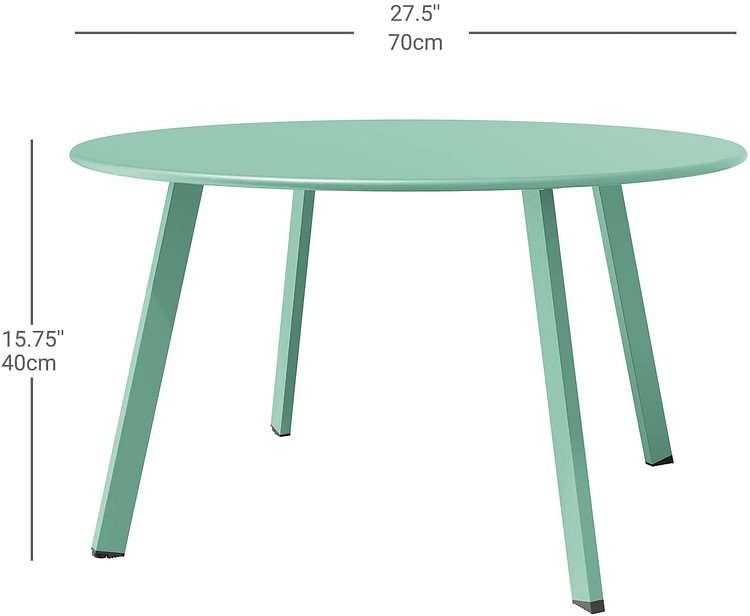 Round Steel Patio Coffee Table, Weather Resistant Outdoor Large Side Table (Mint Green)