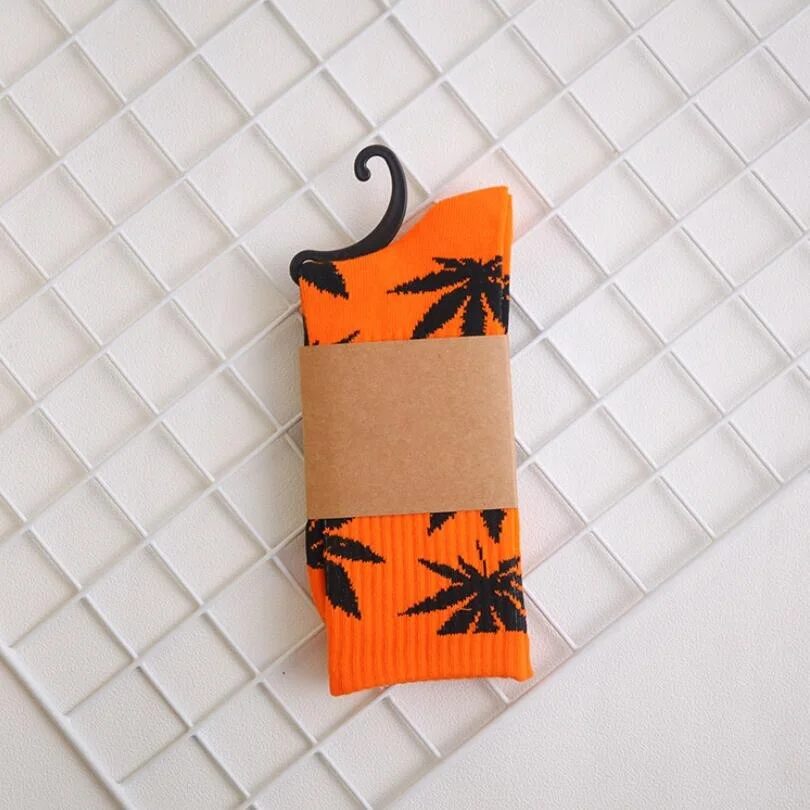 CUHAKCI Socks For Women Men's Cotton Socks Hip Hop Leaf high Quality Harajuku Ladies White Green Spring Autumn casual long Socks