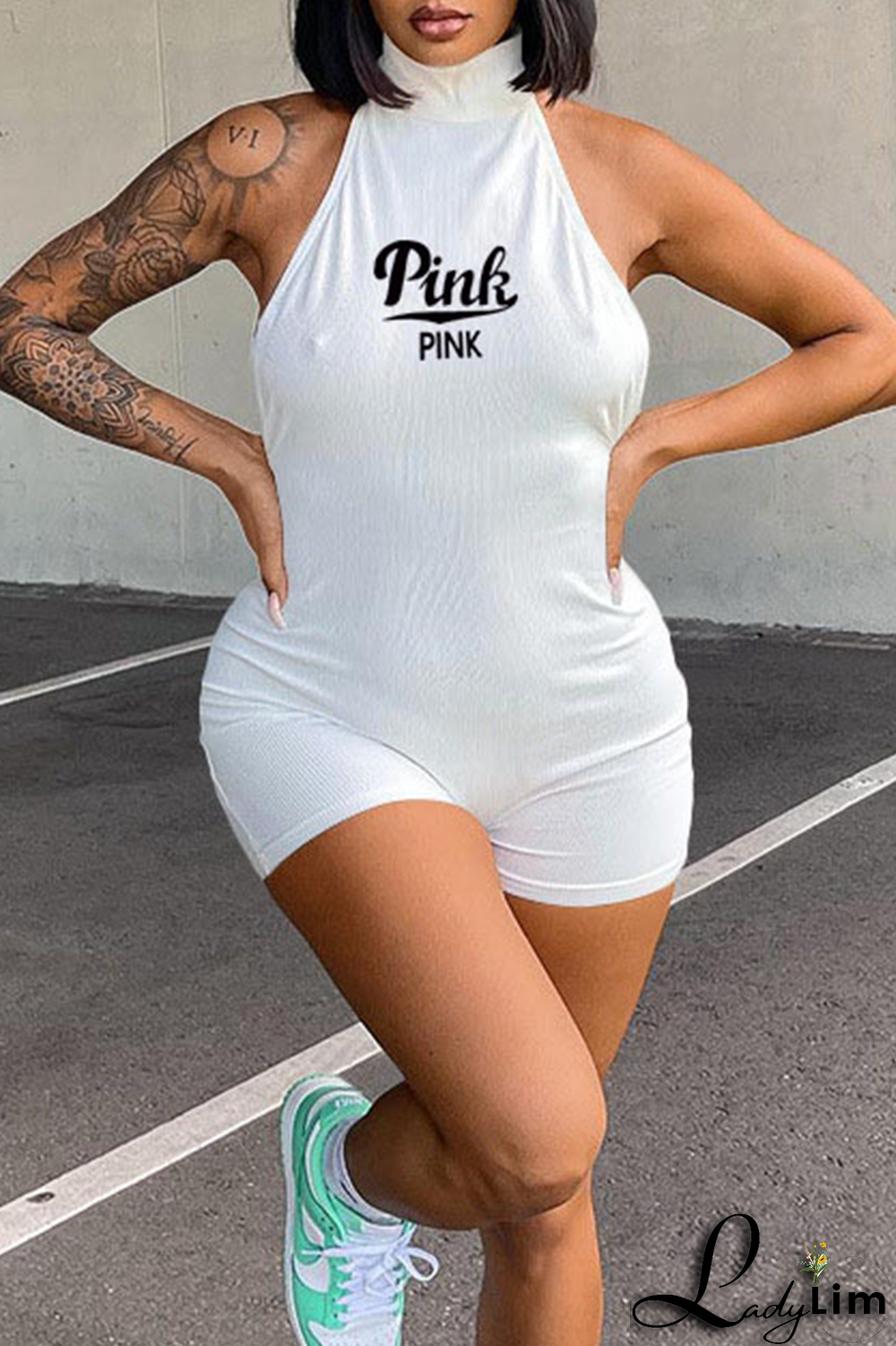 Red Sexy Print Patchwork Halter Skinny Jumpsuits