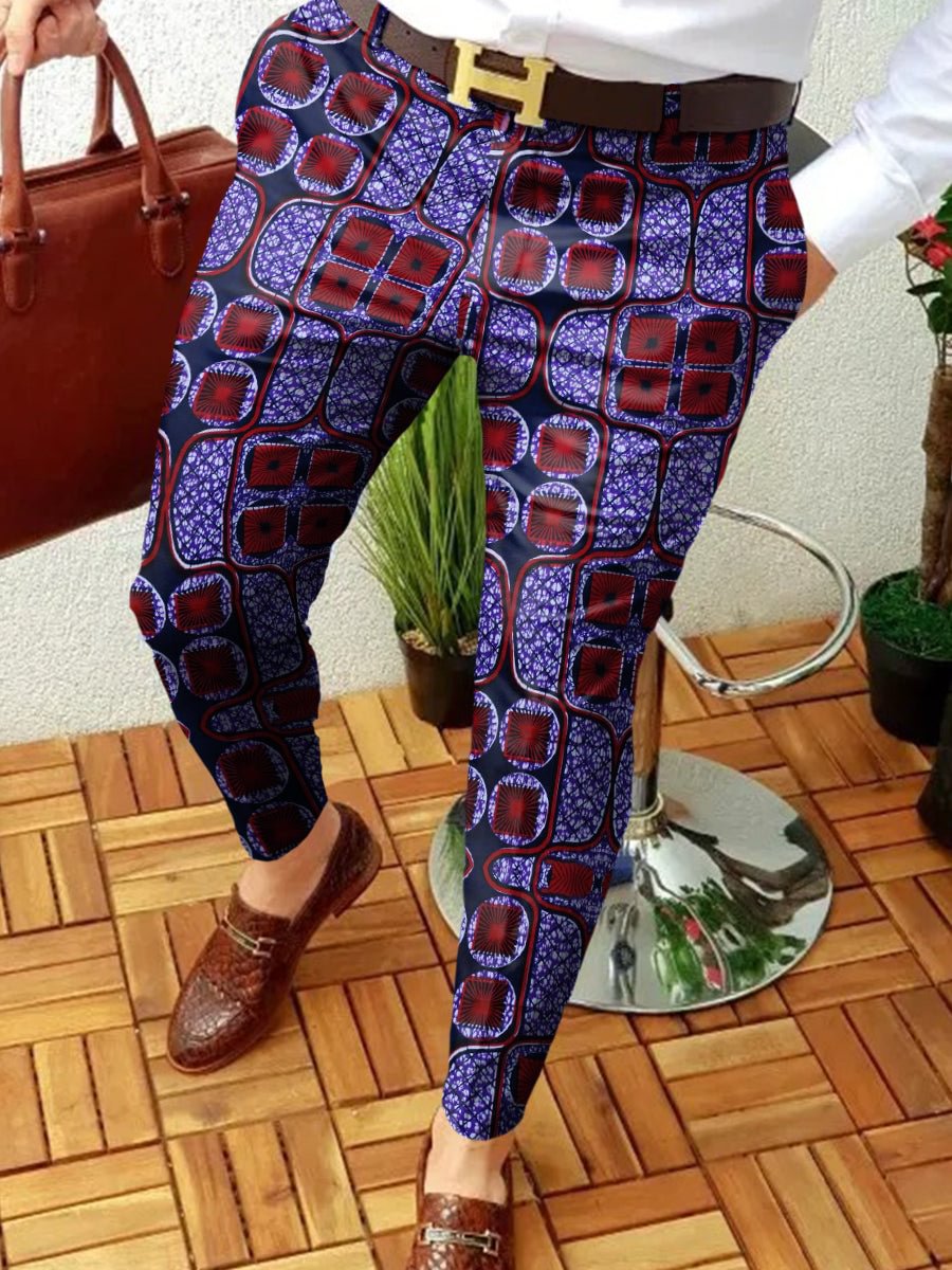 Casual Retro Printed Men's Suit Pants