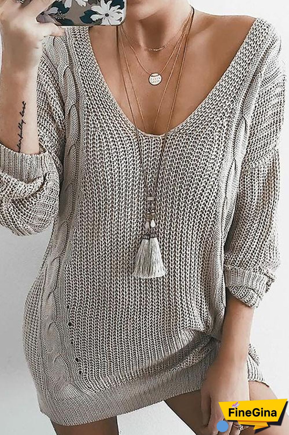 Casual Knit V-neck Sweater