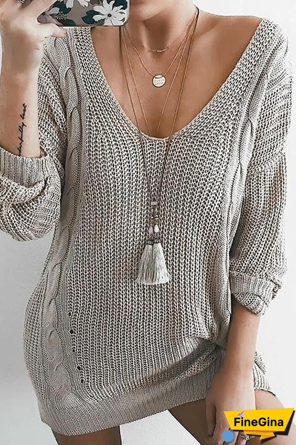 Casual Knit V-neck Sweater