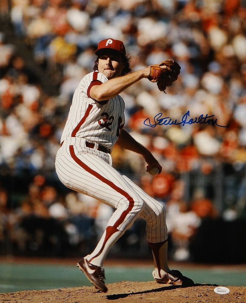 Steve Carlton Autographed Phillies 16x20 Pitching Photo Poster painting- JSA-W Authenticated