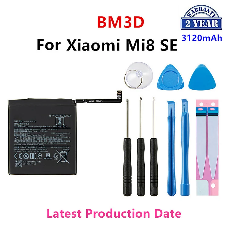 100% Orginal BM3D 3020mAh Battery For Xiaomi Mi 8 SE Mi8 SE Mi8SE BM3D High Quality Phone Replacement Batteries +Tools