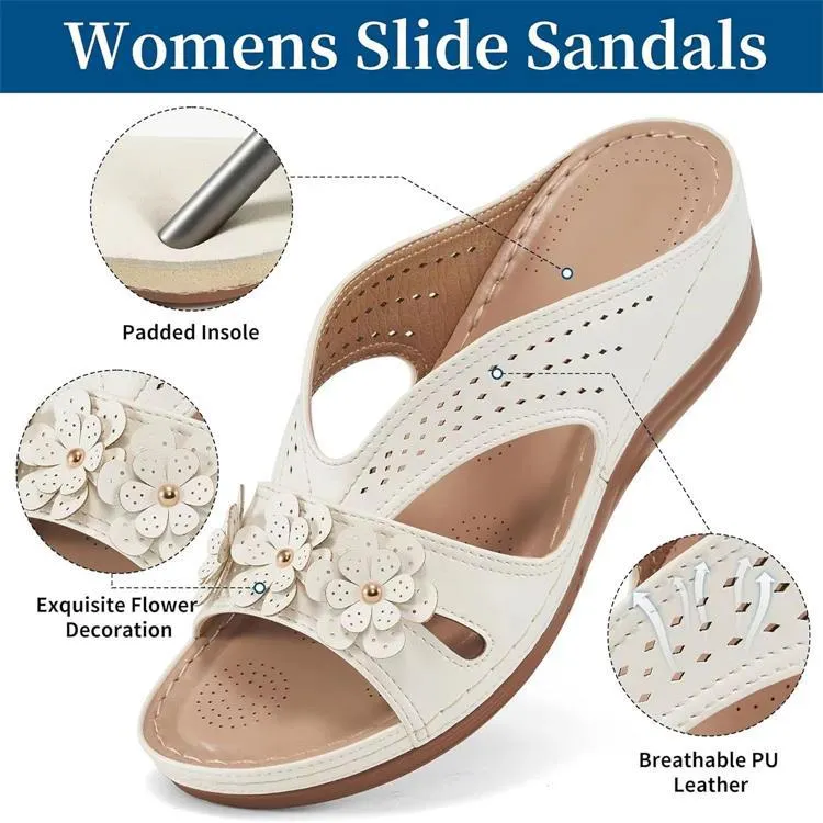 Breakj Breakj The Summer Of 2025, The New Women's Thick-Bottomed Slippers Large-Size Fish Mouth Thick-Bottomed Wearing Beach Shoes Flower Decoration