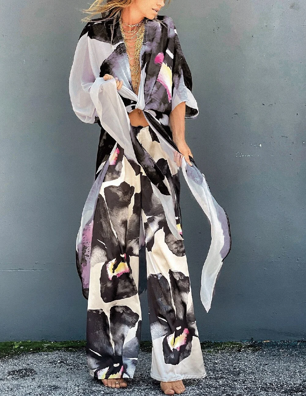 New Summer Boho Sexy Striped Chiffon Bathing Suit Cover-ups 2XL Beach Wear Kimono Dress For Women Summer Swimsuit Cover Up