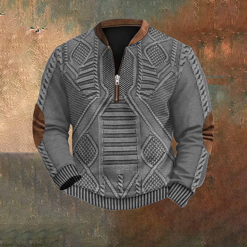 Comstylish Vintage Western Men's Zipper Sweatshirt
