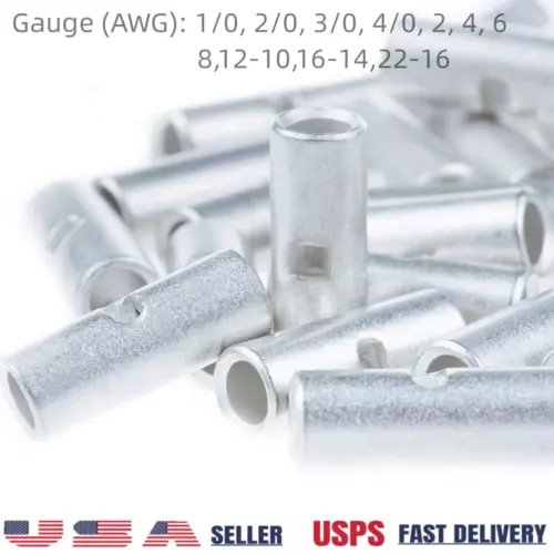 pornhint Pornhint Gauge 4/0-2/0-1/0-8-22AWG Butt Splice Connectors Tinned Non-Insulate Terminals New