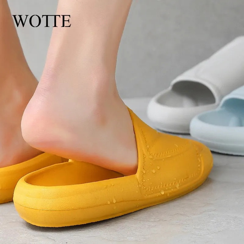 Women Indoor Floor Flat Shoes Summer Non-slip Flip Flops Bath Home Slippers Female Slipper Comfortable Mens Shoes House  Slipper