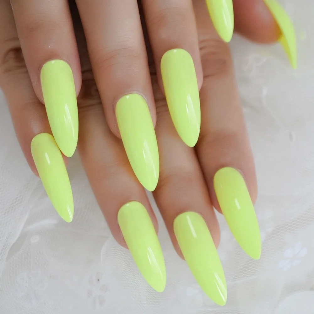 Extra long Stiletto Grey Marble Fake Nails Stone Pattern Pointed Dark Shiny Long Press On False Nails for Finger 24 Count-Nail Inspo