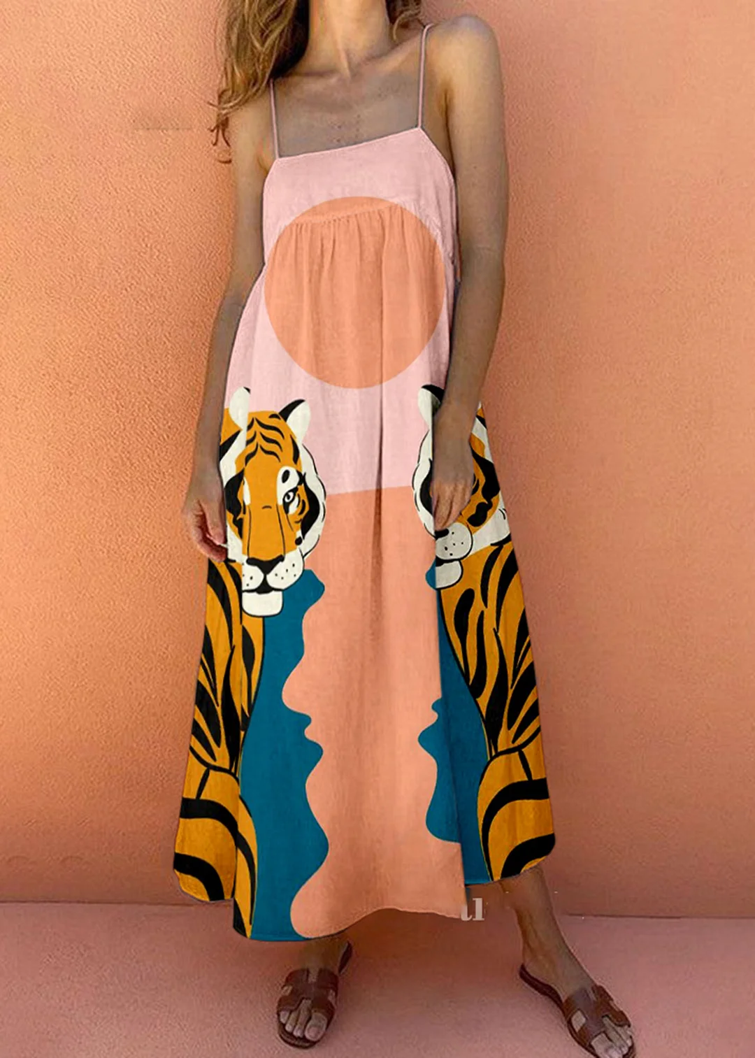 Tiger Print Suspender Dress