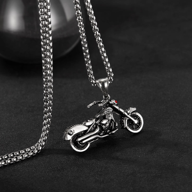 Hip-Hop Vintage Style Rock Motorcycle 304 Stainless Steel Men’s Pendant Necklace Men Pendant Necklaces