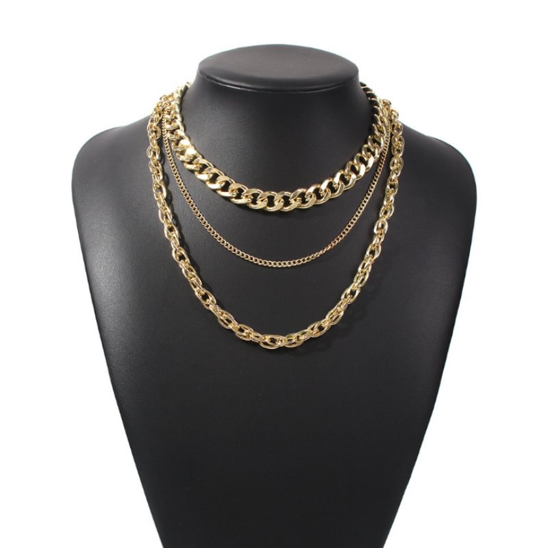 Multi-layer ladies trendy alloy ladies thick chain necklace