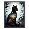 Cat Silhouette Halloween-11CT Stamped Cross Stitch 40*50cm/15.75*19.69in tapestrymarket
