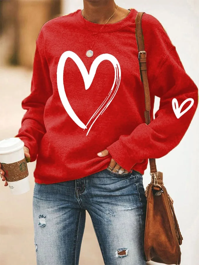 Women's Valentine's Day Love Heart Casual Sweatshirt