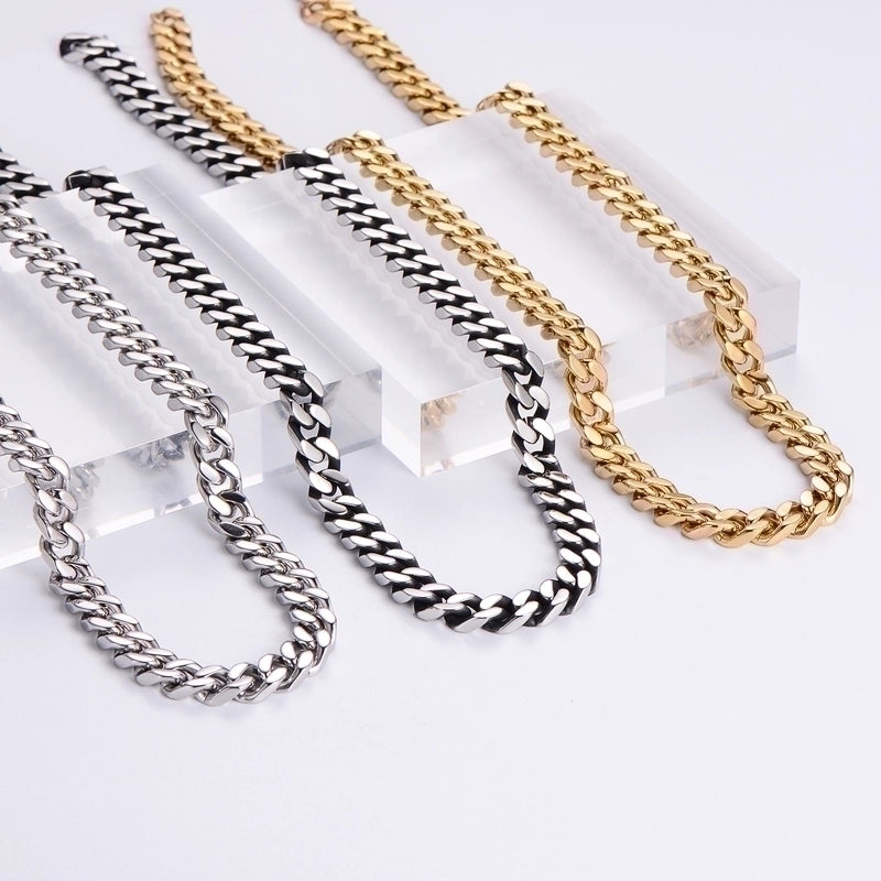 3 Pieces 304 Stainless Steel Hip-Hop Rock Polishing Plating Solid Color Long Necklace