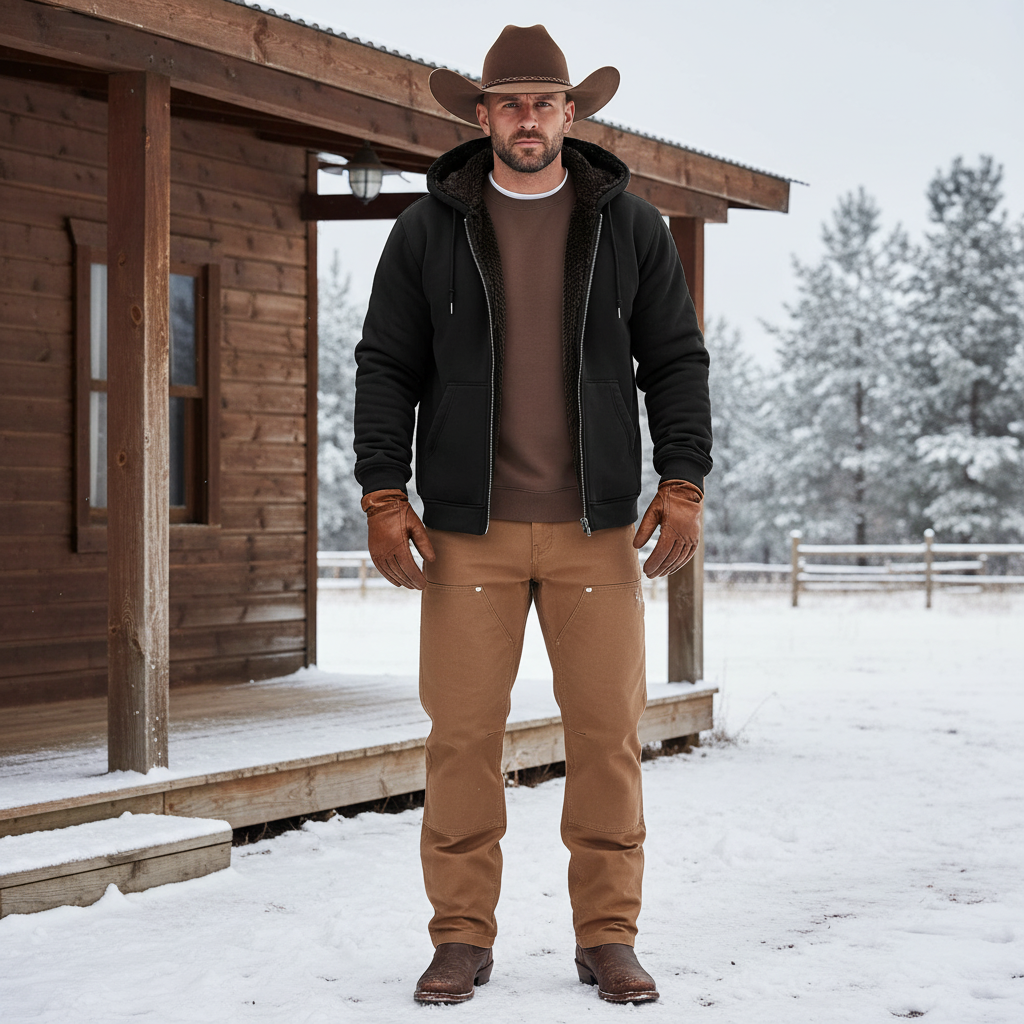 Men's Vintage Fleece Pocket Full Zip Long Sleeve Hoodie Jacket