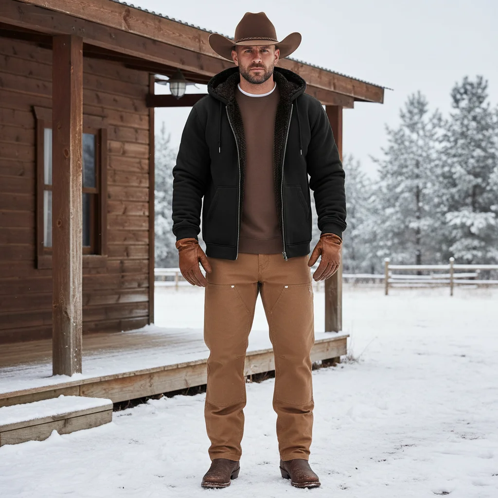 Men's Vintage Fleece Pocket Full Zip Long Sleeve Hoodie Jacket