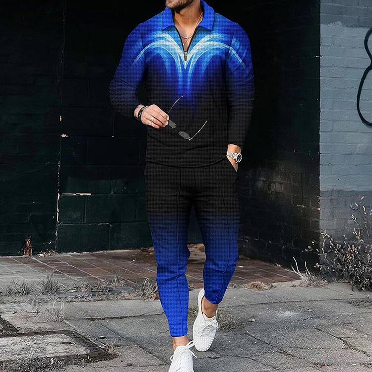 Men's Light Wave Polo Shirt And Pants Two Piece Set