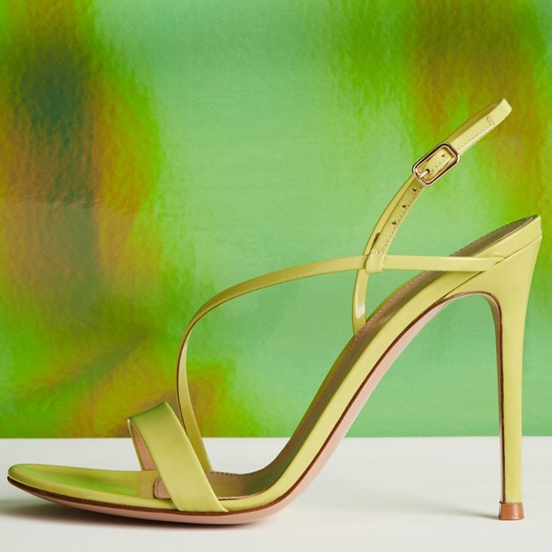 Yellow Slingback Heels Stiletto Heel Sandals for Women|FSJshoes