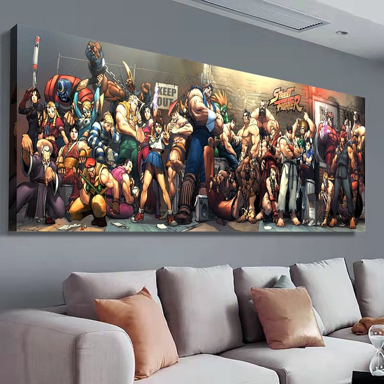 Street Fighter Characters Panorama Canvas Wall Art