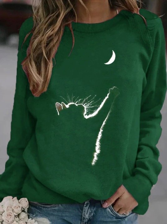 Women's Vintage Cat Pattern Casual Sweatshirt