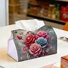 Diamond Painting PU Multicolored Roses Tissue Box Tissue Holder