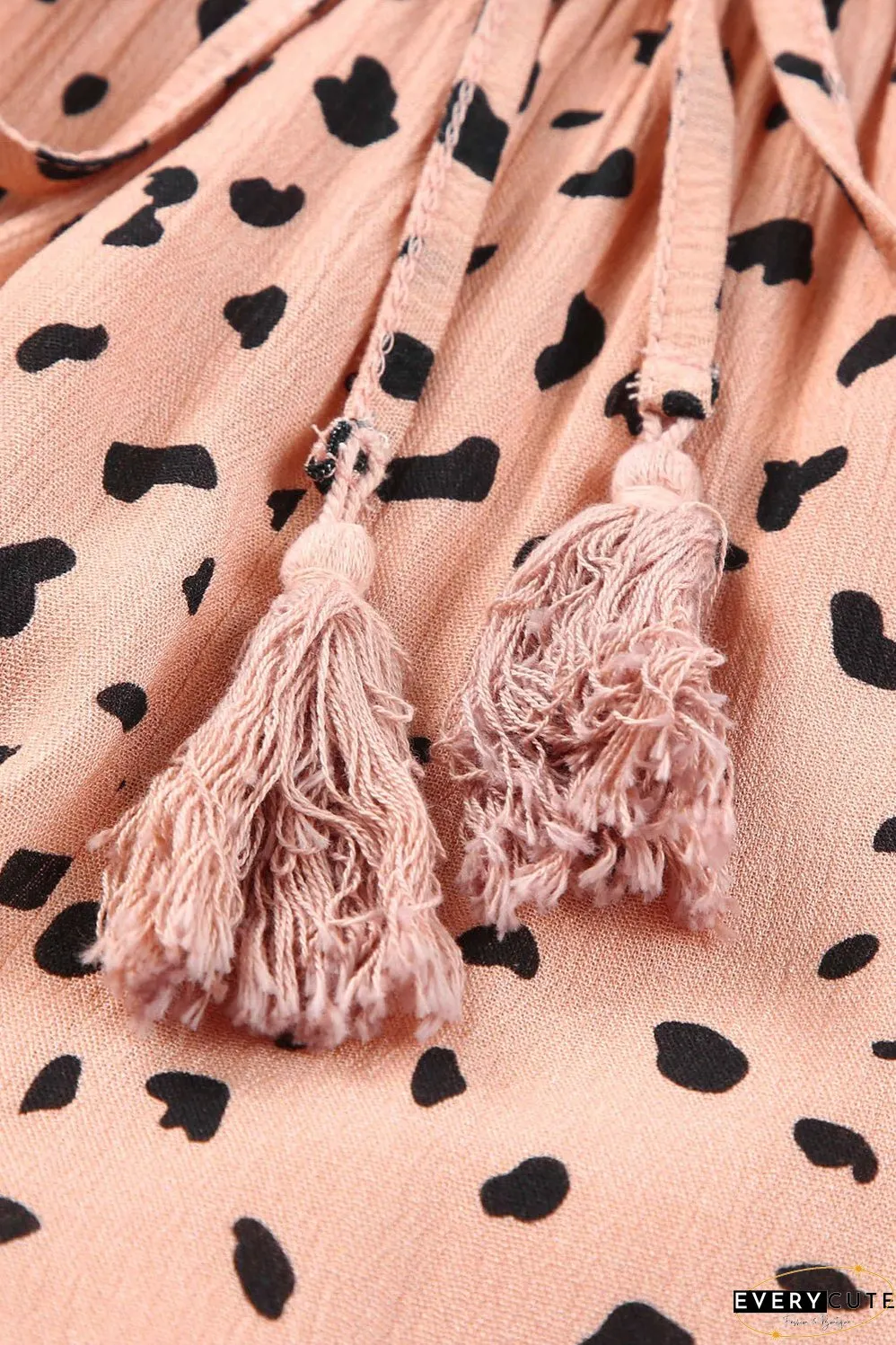 Ruffle Wide Leg Dalmatian Palazzo Pants